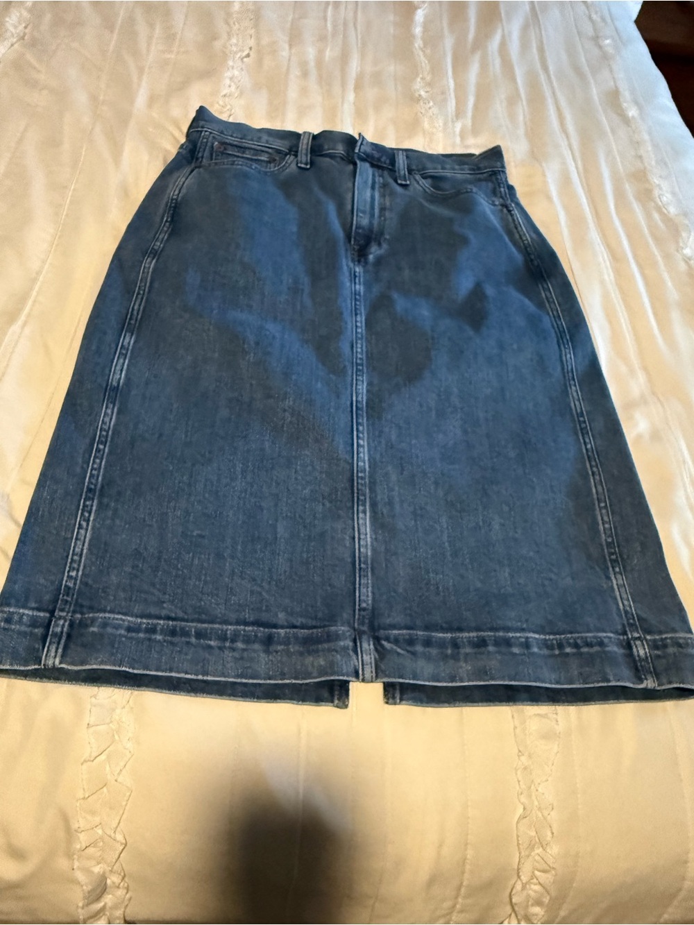 Classic Blue Denim Skirt - Women's Straight Midi